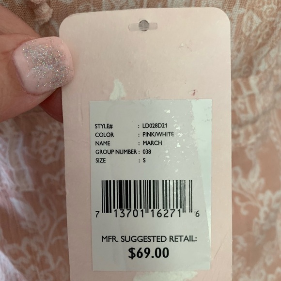 Chelsea & Violet Pink & White Button Up Front Midi Style Sun Dress Coquette Girl - Picture 10 of 11